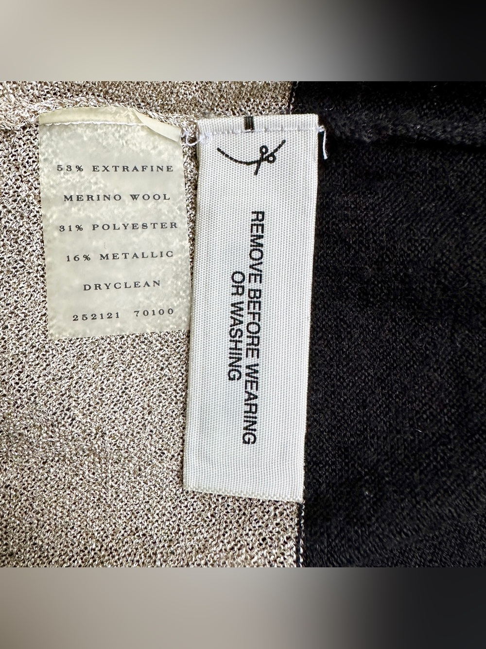 Ann Taylor Merino Wool Cardigan | Size M | Metallic Gold and Black Wool | Beauty - Picture 11 of 11
